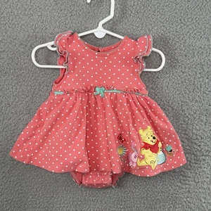 Winnie the Pooh Carter's 6-9 Mo Pink Hearts Romper Dress Embroidered Piglet Cute - Picture 1 of 9