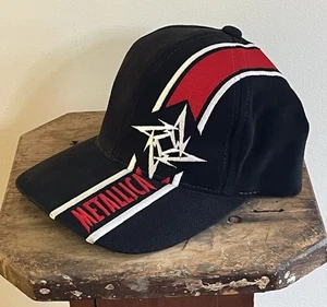 Vintage 90s Metallica Ninja Star Stripe Hat Giant Tag Baseball Cap Snapback - Picture 1 of 11