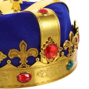 King for Adults Kids Prop Velvet Royal Crowns Boy - Picture 1 of 10