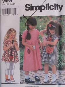 SIMPLICITY 9464 Girls Dress in 2 lengths Top Purse & Headband PATTERN 5-6-6X UC - Picture 1 of 3