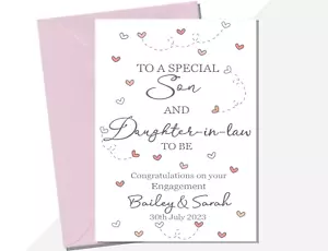 Engagement card Son and Daughter in law to be (or fiancee) congratulations - Picture 1 of 7