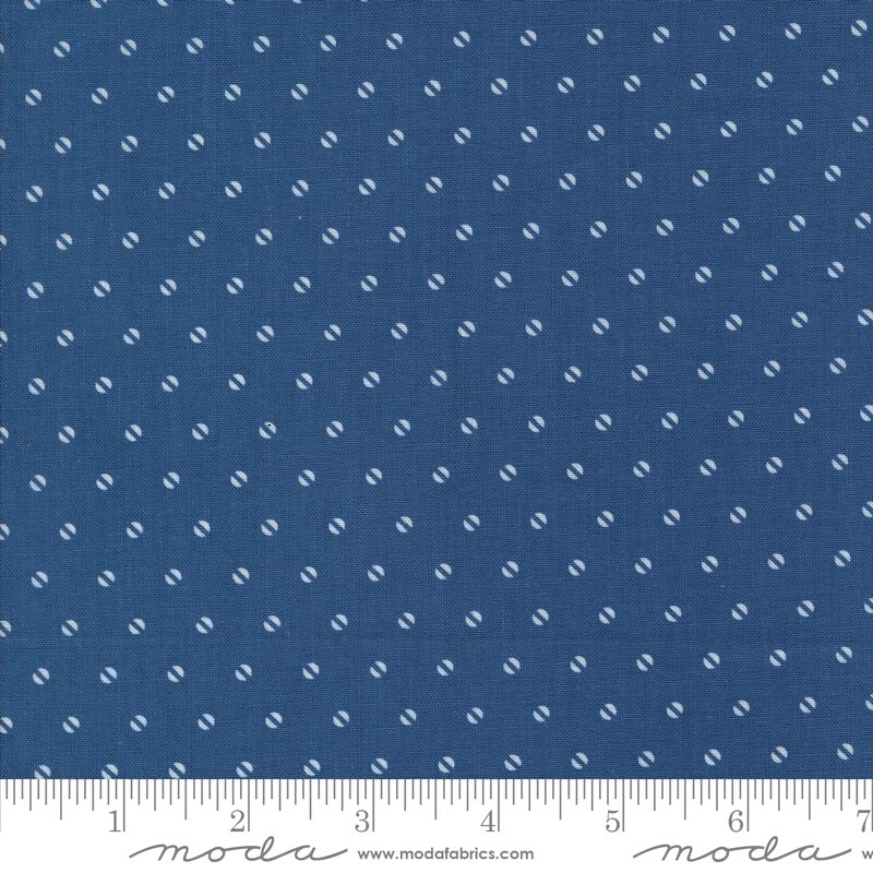 Hollyhocks and Roses Seed Dots Blue by Bunny Hill Designs for Moda 1/2 Yard - Image 1 of 1