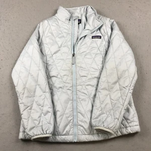 Patagonia Jacket Girls Kids XL 14 Light Blue Diamond Nano Puff Primaloft Zip - Picture 1 of 15