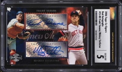 2006 Topps Co-Signers Dual Frank Tanana & Mickey Tettleton AUTO #CS-80 CSG 5 EX - Image 1 of 2