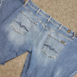 7 For All Mankind Jeans Mens Blue 38 Relaxed Bootcut Stretch Whiskered Western - Picture 1 of 18