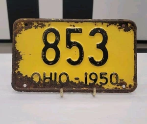 1950 Ohio Low Number License Plate 853 Three Digit Original Paint Patina!! - Picture 1 of 4