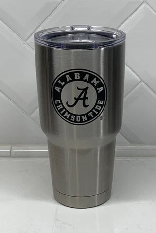 YETI~Alabama "Crimson Tide"~30 oz  Rambler~Stainless~Engraved~Magslider Lid~NWT Cover