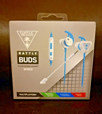 New Turtle Beach Battle Buds Wired In-Ear Gaming Headset White/Teal Unopened Box - Image 1 of 4