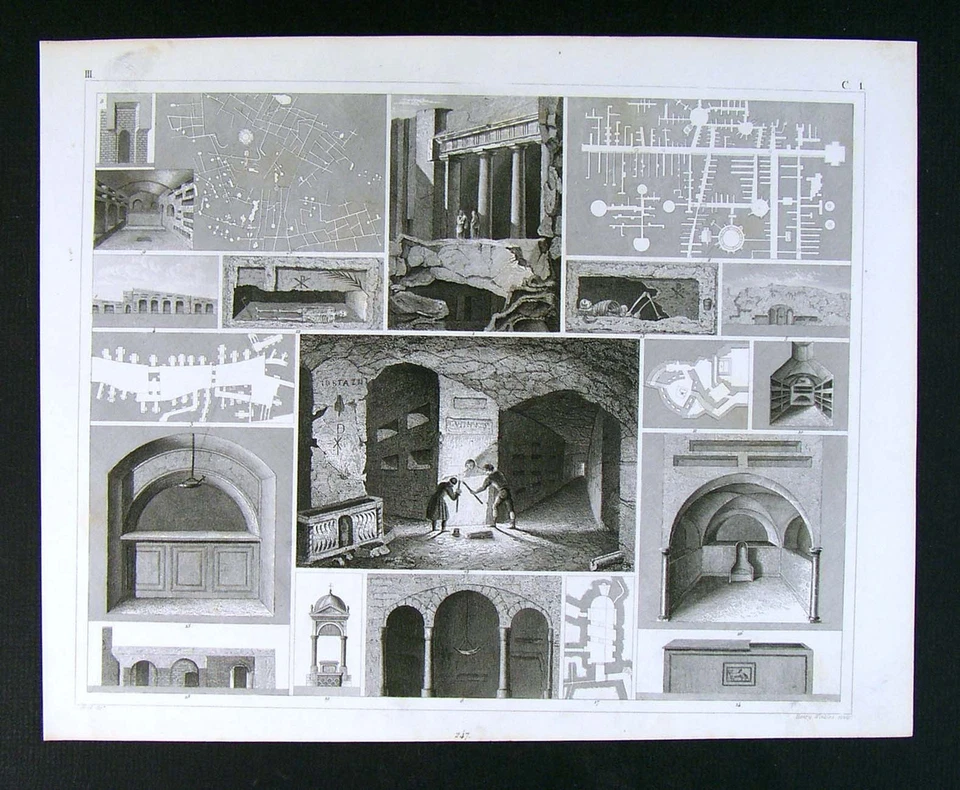 1849 年彼尔德地图集印刷品 - 马塞利诺和柏拉图尼亚罗马地下墓穴 - 那不勒斯锡拉丘兹 — 第 1/1 张图片