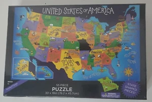 USA STAATSFÖRMIGES 55-TEILIGESteiliges Puzzle 30 x 18 Zoll von Design Studio - Bild 1 von 10