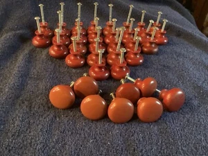 Solid Brass Round Reddish/Brown Drawer Cabinet Pull Knobs 36 knobs w/Screws - Picture 1 of 2