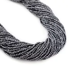 Natürliches Silber Pyrit winzig facettiert rund 2-3 mm Edelstein Perlen Schmuckherstellung 12 Zoll - Bild 1 von 9