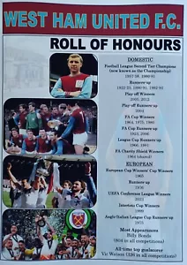 Rotolo d'onore storia club West Ham United - aggiornato 2023 - stampa ricordo - Foto 1 di 1
