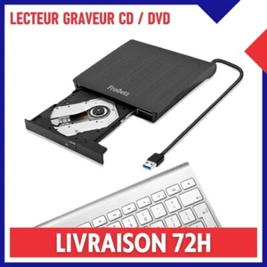 Lecteur Graveur CD DVD Externe USB 3.0 Portable RW/ROM Windows/MacOS Plug&play - Afbeelding 1 van 7