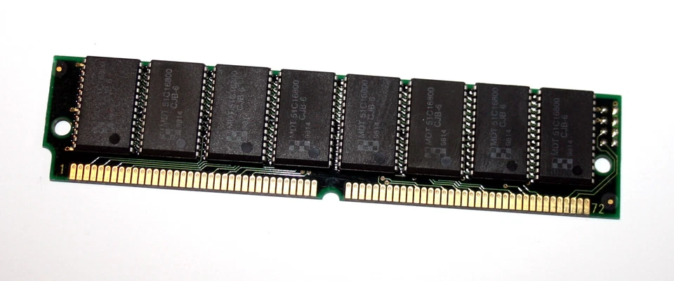 16 MB FPM-RAM 72-pin 4Mx32 non-Parity PS/2 Simm 60 ns  'Chips: 8x 51C16800CJB-6' - Image 1 of 2