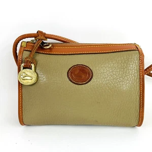 Vintage Dooney & Bourke Crossbody Handbag Purse Pebbled Leather Beige Charm - Picture 1 of 14