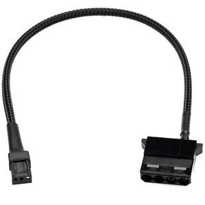 CRJ 3-Pin Fan Header to 12V 4-Pin Molex Power Adapter Cable - 12 inch 30cm Bl... - Picture 1 of 4