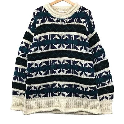 Suéter Grueso de Lana Estampado Tejido a Mano De Colección Para Hombre Invierno Talla L Foto 1 de 4