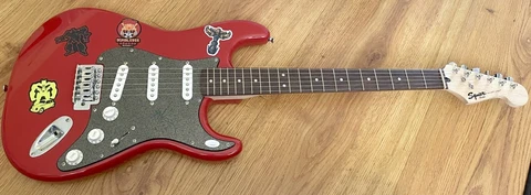 Mark Wahlberg autographed signed Transformers Fender Bullet electric guitar JSA Cover