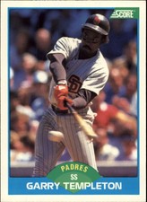 1989 Score San Diego Padres Baseball Card #176 Garry Templeton