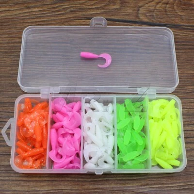 150 PCS 25 mm Silicone Soft Fishing Lure Kit Tail Worm Grub Swim Bait Wobblers - Image 1 of 4