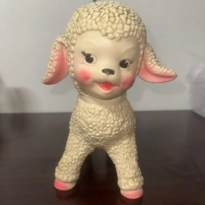 Vintage Sun Rubber Co 1961 Lucy Lamb Toy - No Marble Rollers, Head Turns - Image 1 of 4