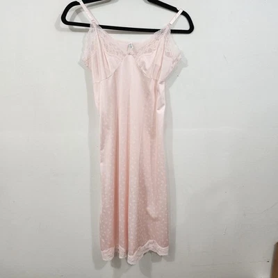 Vestido Completo Vintage Ashley Taylor Satinado Encaje Sin Mangas Rosa Talla 34 Nylon Tricot Antrón Foto 1 de 4