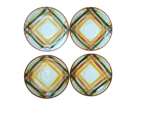 Vintage MCM Vernonware Vernon Kilns Homespun Plaid Saucers Set of 4 1950s - Picture 1 of 10