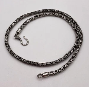 BALI INDONESIA STERLING SILVER 925 SNAKE PATTERN CHAIN NECKLACE - Picture 1 of 6