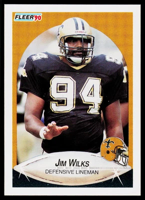 Jim Wilks, 1990 Fleer Football Card, #196, New Orleans Saints, - Image 1 of 2