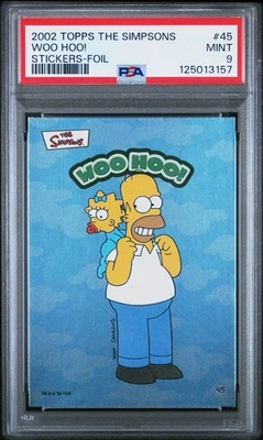 2002 TOPPS THE SIMPSONS HOMER SIMPSON WOO HOO! *FOIL* #45 CARD PSA 9 MINT POP 1 - Image 1 of 4