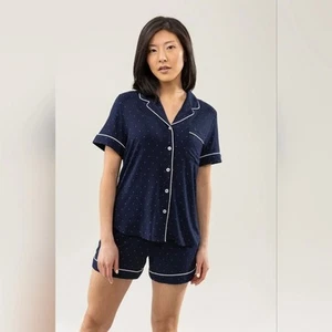 Cozy Earth Blue White Polka Dot Short Sleeve Bamboo Pajama Set Size 2XL-3XL - Picture 1 of 11