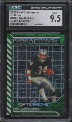 2025 Leaf Optichrome Optimus 绿色珠光 Bo Jackson 1/1 完好 + CGC 9.5 — 第 1/2 张图片