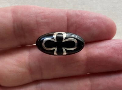 RAGE Enamel Cross Clover Luck Ring Sterling Gothic Biker Bohemian Modern 6.25 - Image 1 of 4