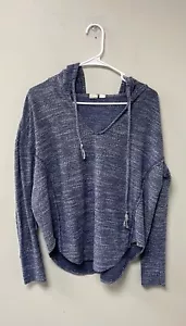 Roxy Pullover Knit V-neckline Keyhole Drop Waist Hoodie Size Small - Picture 1 of 4