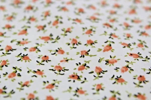 1930s Reproduction Fabric Cotton Quilt Peach Orange Rosebud Flowers 42"x1/2 yd - Picture 1 of 7