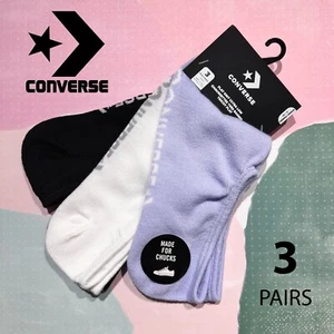 3-Pair New Converse Flat Knit Ultra Low Socks White Black Blue Women's SZ 4-10 - Picture 1 of 5