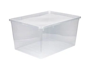 XXL Kunststoffbox Aufbewahrungsbox mit Deckel Box Kiste Truhe 135 L Transparent - Bild 1 von 4