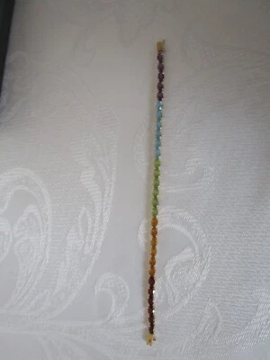 Винтажный теннисный браслет из желтого золота 14 карат с несколькими драгоценными камнями длиной 7,25 дюйма 7,2 грамма очень хорошее состояние - Изображение 1 из 4