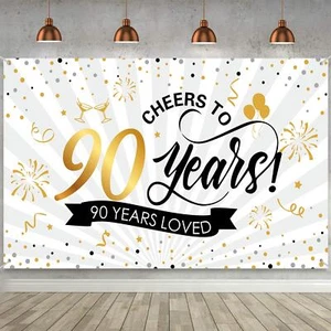 Blulu Happy 90° Compleanno Sfondo Striscione Grande Uomo Donna 90° - Foto 1 di 7