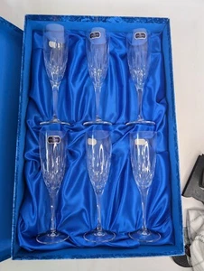 Royal Doulton International Set Crystal Fluted Champagne Wine Glasses - Picture 1 of 8