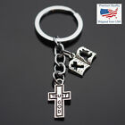 Porte-clés pendentif charme Trust God Cross & Dove cadeau chrétien porte-clés