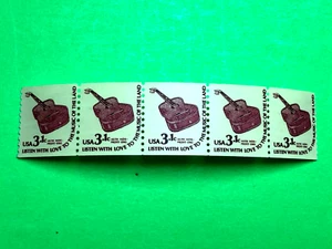 Scott #1613 3.1 cent Guitar coil strip of 5 .  MNH - Picture 1 of 1