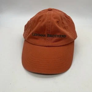 Rare LEHMAN BROTHERS Orange Hat Cap Adjustable TENNIS RACKETS 100% Cotton - Picture 1 of 7
