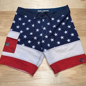 Billabong Platinum X Pump Stars And Stripes Board Shorts USA Flag Size 30 - Picture 1 of 9