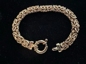 Vintage 14k Gold über 925 Sterlingsilber Italien byzantinische Kette Armband 7,5" - Bild 1 von 5