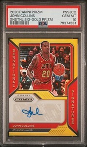 2020-21 Panini Prizm Sensational Signatures Gold John Collins #d/10 PSA 10 POP 1