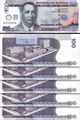 Philippines 100 Piso 2013, UNC, 5 Pcs LOT, Comm, 100 Years SHELL Oil , P-219 - Image 1 of 4