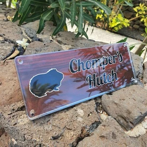Guinea Pig Personalised Name sign plaque for hutch -black writing Tags4Nags - Picture 1 of 25