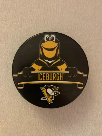 Pittsburgh Penguins "Iceburgh" Mascot Souvenir Hockey Puck Official Cover